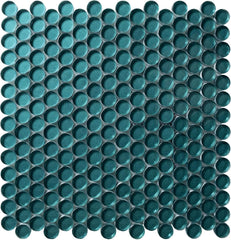 Tenedos HTC333 Shimmer Glossy Penny Round Glass Mosaic Tile 12x12 Sheet for Bathroom Wall, Shower, and Kitchen Backsplash – Sparkling Reflective Finish