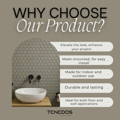 Tenedos HTC242 Slate Penny Matte Ceramic Mosaic Tile