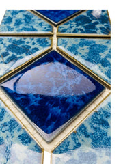 Tenedos Aqua Marine with Marble Blue Diamond Porcelain Lineup Border Wall Tile on 6x12 Mesh, Decor