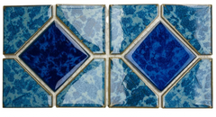 Tenedos Aqua Marine with Marble Blue Diamond Porcelain Lineup Border Wall Tile on 6x12 Mesh, Decor