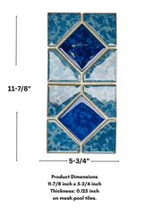 Tenedos Aqua Marine with Marble Blue Diamond Porcelain Lineup Border Wall Tile on 6x12 Mesh, Decor