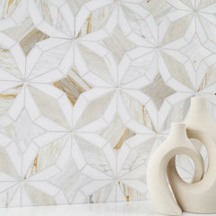 Athena Gold Estrella 10" X 10" Polished Marble Mosaic Floor And Wall Tile by MSI