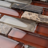 TBCDG-06 Burgundy Mix Gray Brick Glass Mosaic Wall Tile