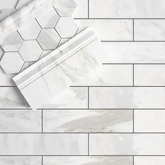 3x12 Calacatta Gold Italian Marble Subway Tile Polished (Glossy)