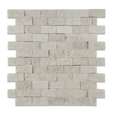 Tenedos Crema Marfil 1x2 Split Faced Brick Mosaic Tile- 1 piece