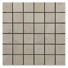 Tenedos Crema Marfil 2x2 Tumbled Mosaic Tile- 1 piece