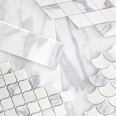 Calacatta Gold Marble Arabesque Baroque Mini Lantern Mosaic Tile Polished (Glossy)