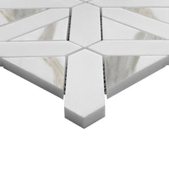 Calacatta Gold Italian Marble with Bianco Dolomite Triangles Geometrica Mosaic Tile Honed (Matte)