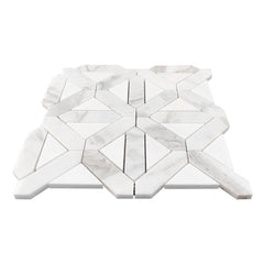 Calacatta Gold Italian Marble with Bianco Dolomite Triangles Geometrica Mosaic Tile Honed (Matte)