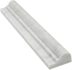 White Bianco Carrara Marble 2x12 Ogee Chair Rail Liner Trim Wall Tile