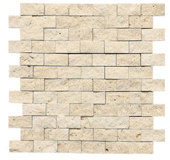 Beige marble SplitFace Tumbled mosaic 1x2 Wall Tile Backsplash
