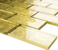 TGKG-01 Gold 2x4 Glass Mosaic Tile Sheet Subway Tile -Kitchen and Bath backsplash Wall Tile