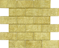 TGKG-01 Gold 2x4 Glass Mosaic Tile Sheet Subway Tile -Kitchen and Bath backsplash Wall Tile