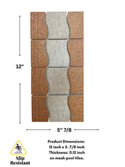 Wavy Almond with Tawny Brown Matte Porcelain Border Pool Wall and Floor Tile on 6x12 Mesh Mounted for Easy Installation for Bathroom, Backsplash, Kitchen