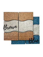 Tenedos Wavy Almond and Blue Matte Porcelain Border Floor and Wall Tile on 6x12 Mesh-Mounted
