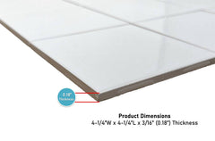 4x4 White Ceramic Tile-Box of 10 pcs