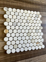 1 inch Calacatta Gold Penny Round Honed Marble Wall Floor Tile Backsplash for Kitchen, Bathroom Shower Spa, Fireplace, Flooring