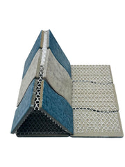Tenedos Wavy Almond and Blue Matte Porcelain Border Floor and Wall Tile on 6x12 Mesh-Mounted