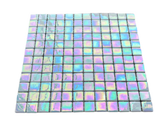 Tenedos White 1x1 Square Iridescent Recycled Glass Mosaic Floor and Wall Tile for Kitchen Backsplash, Swimming Pool Tile, Bathroom Wall, Accent Wall