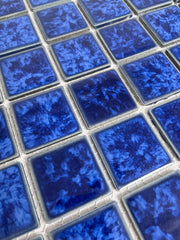 Tenedos Ultramarine Blue with Water Splash Effect Square 2x2 Porcelain Mosaic Floor and Wall Tile, Swimming