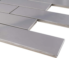 Modern Stainless Steel Subway Metal Mosaic - 2x6 Brick Design for Backsplash & Accent Walls (1 Sheet)