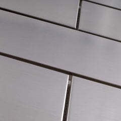 Modern Stainless Steel Subway Metal Mosaic - 2x6 Brick Design for Backsplash & Accent Walls (1 Sheet)