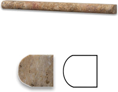 Scabos 3/4" X 12" Travertine Bullnose Pencil Liner Trim