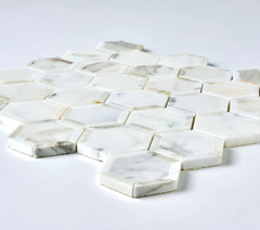 Calacatta Gold Framed Hexagon Marble Mosaic Polished 1 piece