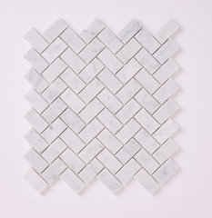 Carrara White Herringbone 1X2 Mosaic HONED HTC 1 piece