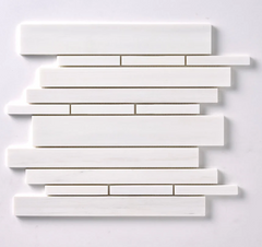 Bianco Dolomite Random Strip Mosaic HONED HTC 1 piece