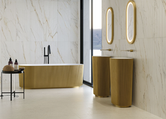 URBANSLAT MARMIRO GOLD 16 in. x 48 in. Matte Ceramic Fluted Wall Tile (15.5 sq. ft./Case)