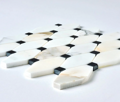 TENEDOS Calacatta Gold & Black Octave Marble Mosaic HONED- 1 piece