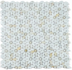 Calacatta Gold Mini Daisy Marble Mosaic Tile Polished