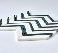 Calacatta Noir Grand Chevron Marble Mosaic Honed- 1 piece