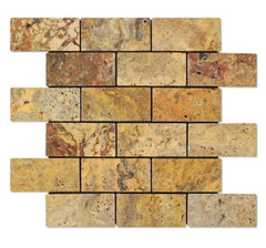 Scabos Travertine 2x4 Tumbled Mosaic Tile HTC