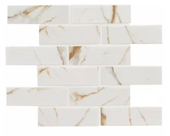 Calacatta Gold Subway 12 in. x 12 in. Matte Porcelain Mosaic Floor and Wall Tile (0.93 sq. ft./Each)