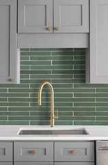 Flamenco Racing Green Brick 2 in. x 18 in. Polished Porcelain Floor and Wall Tile (8 sq. ft./Case)