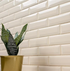 Antique White Beveled 12 in. x 12 in. Glossy Ceramic Patterned Look Wall Tile by MSI (10 sq. ft./Case)