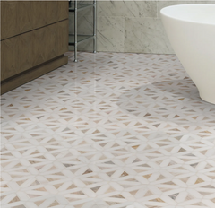 Calacatta Gold Italian Marble with Carrara White Triangles Geometrica Mosaic Tile Polished (Glossy)