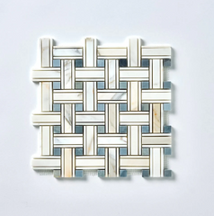 Calacatta Gold & Gray Kenzy Basketweave Marble Mosaic Polished- 1 piece