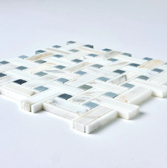 Calacatta Gold & Gray Kenzy Basketweave Marble Mosaic Polished- 1 piece