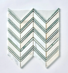 Calacatta Gold & Green Grand Chevron Marble Mosaic Polished- 1 piece