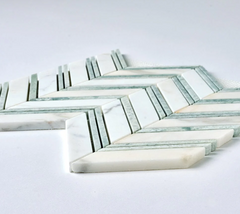 Calacatta Gold & Green Grand Chevron Marble Mosaic Polished- 1 piece