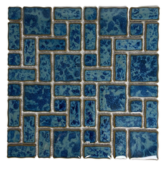 Tenedos TGLFD-RDM-PL Seawater Bluish Green Random Sized Porcelain Glazed Mosaic Floor and Wall Tile, Swimming