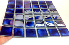 Square Marble Blue Porcelain Mosaic Floor Wall Pool Tile Shiny Look 2x2 (Box of 5.44 Sq Ft)
