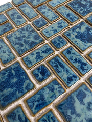 Tenedos TGLFD-RDM-PL Seawater Bluish Green Random Sized Porcelain Glazed Mosaic Floor and Wall Tile, Swimming