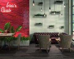 Tenedos Hilo 2x10 Volcanic Red Porcelain Handmade Floor Wall Tile Irregular Relief Glossy