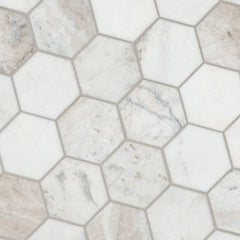 Arabescato Venato 5 in. Hexagon 10 in. x 13 in. Honed Marble Mesh-Mounted Mosaic Floor and Wall Tile by MSI (8.98 sq. ft./case)