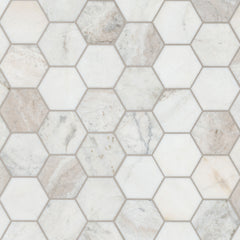 Arabescato Venato 5 in. Hexagon 10 in. x 13 in. Honed Marble Mesh-Mounted Mosaic Floor and Wall Tile by MSI (8.98 sq. ft./case)