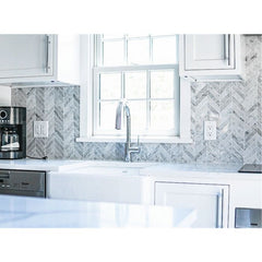 Carrara White Marble 1x4 Chevron Mosaic Tile Polished